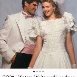 White Puff-Sleeve Bridal Dress